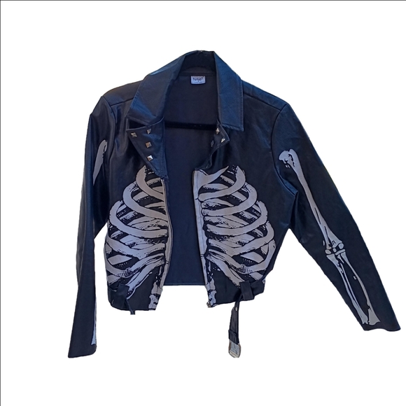 Spirit Jackets & Blazers - NWT Studded Faux Leather Skeleton Moto Jacket